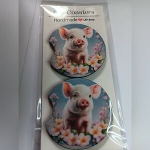 Cute Piggy Car Coasters 2 Pcs